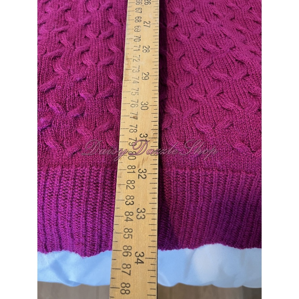 ✨COLDWATER CREEK Wool Blend Cable Knit Open-Front Cardigan Sz XL Magenta Mature✨ - Picture 5 of 7